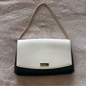 Kate Spade Laurel Way Clutch Shoulder Bag 2 Toned Black Off White/Cream
